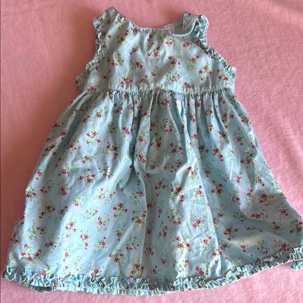 Blue Ruffled Tiered Sundress with Flutter Sleeves ruffle tie sundress cotton